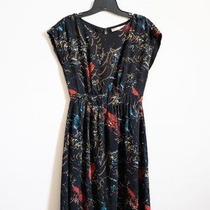 Beautiful multicolor midi dress high-neck, open back!